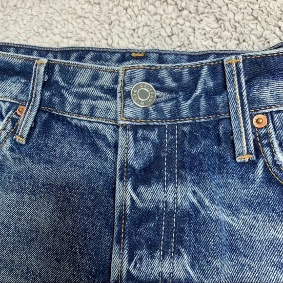 GRLFRND Helena High Rise Cut Off Distressed Denim Shorts Size 27 - Picture 4 of 9